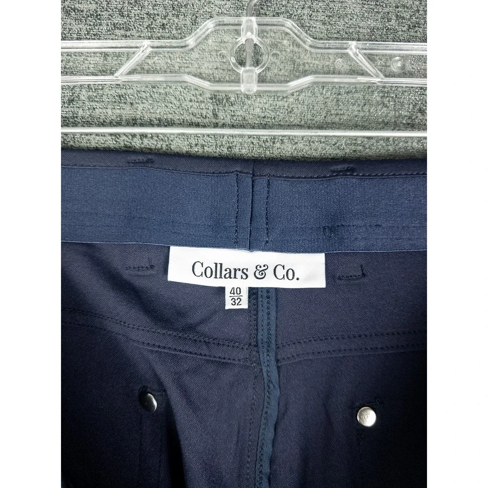 NWT Collars & Co CEO Tech Pull-On Pants Mens 40x32 Navy Blue Stretch Performance